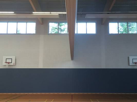 Innenansicht der neuen Zweifeld-Sporthalle