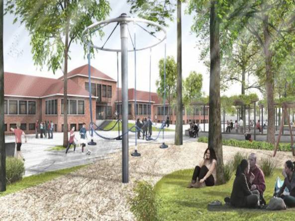 Schulerweiterung und Sanierung bei laufendem Schulbetrieb. Neubau am Gymnasium Langen in der Stadt Geestland